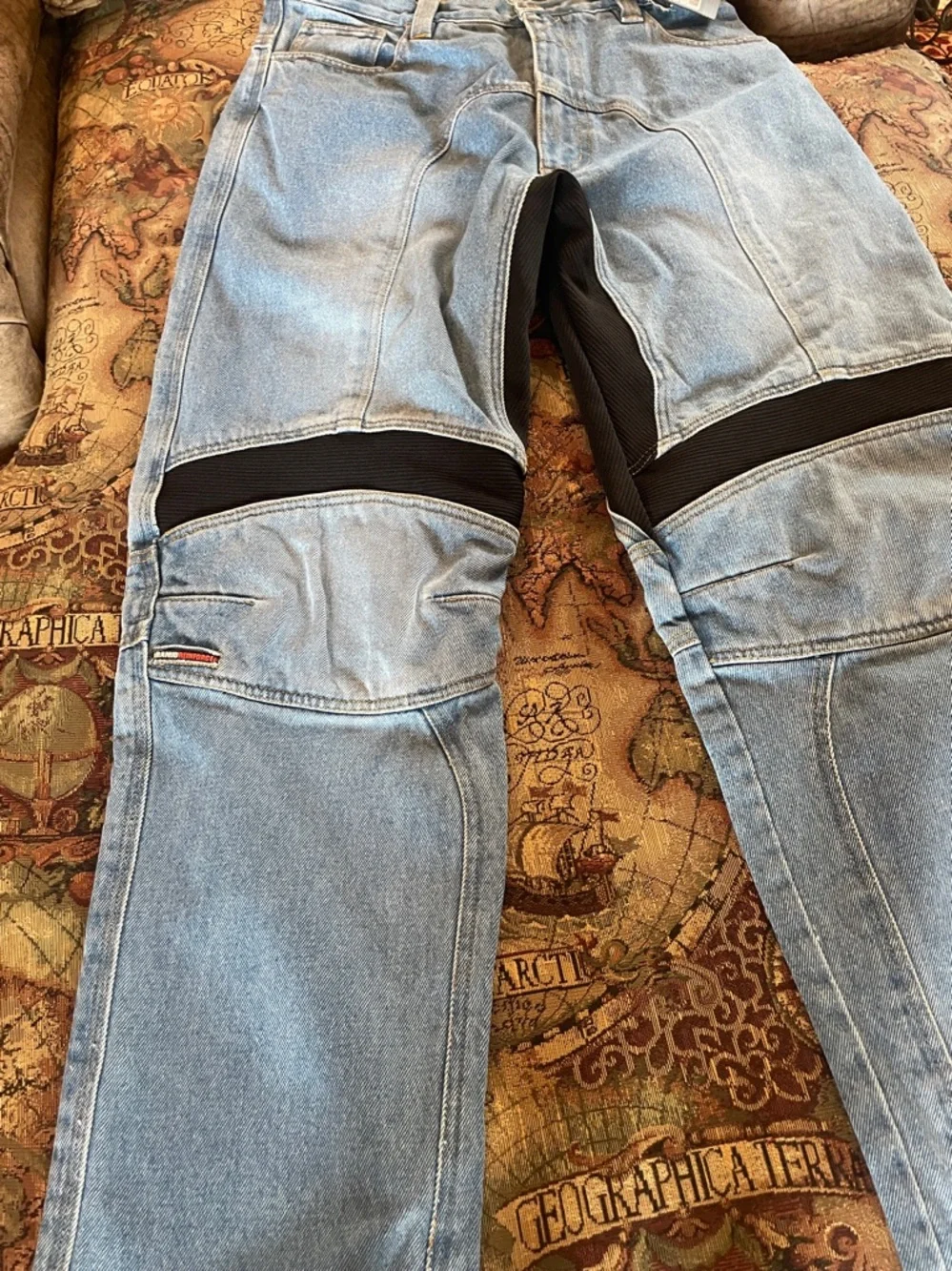 ICON Men's Light Blue Jeans with Black Reinforced Panels for riding - Picture 5 of 9